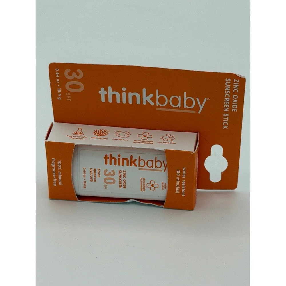 (4pk) Thinkbaby‎ Zinc Oxide Sunscreen Stick SPF 30 Mineral 0.64oz Fragrance Free